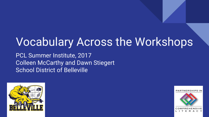 vocabulary across the workshops