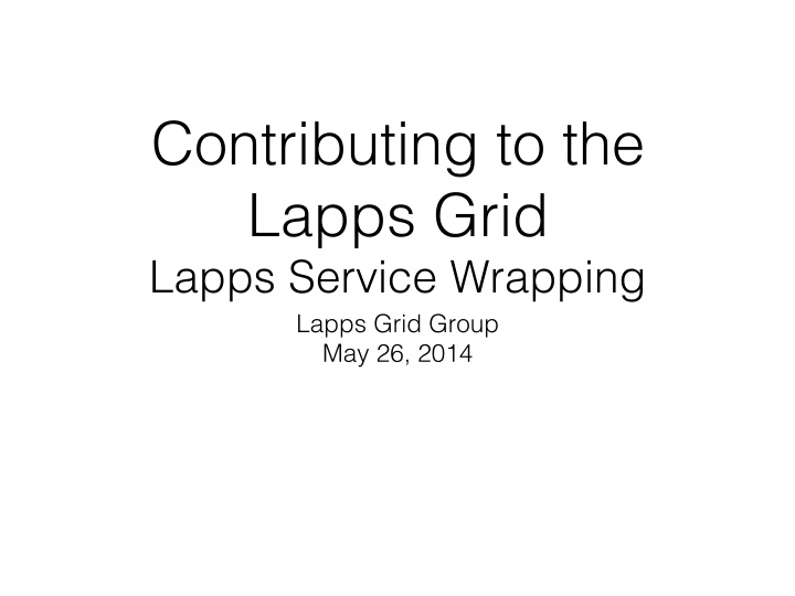contributing to the lapps grid