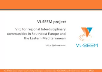 Administrative details  VRE for regional Interdisciplinary communities in Southeast Europe and  the