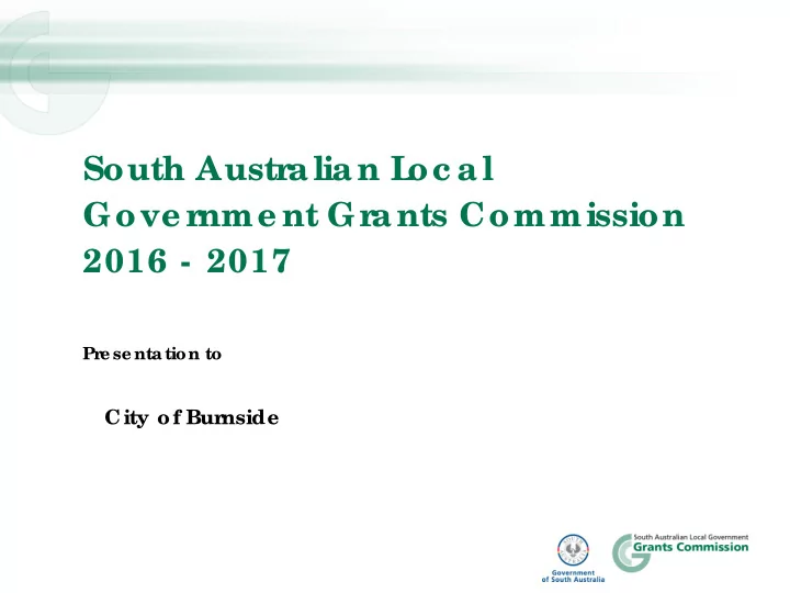 south austr a lia n l oc a l gove r nme nt gr a nts