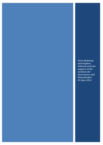 PolicyStudies  25 June 2014  0  Local Government, Governance and Raising the  Quality of Public
