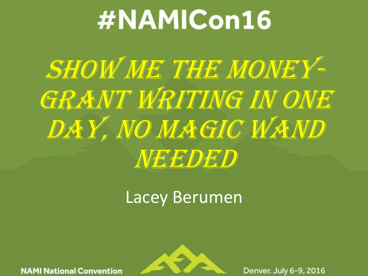 show me the money grant writing in one day no magic wand