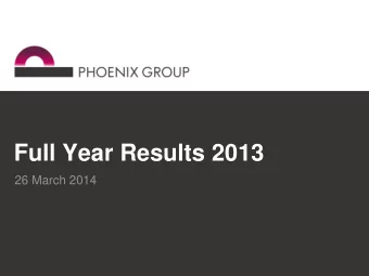 Full Year Results 2013  26 March 2014  Agenda  Introduction  Howard Davies | Chairman  Business