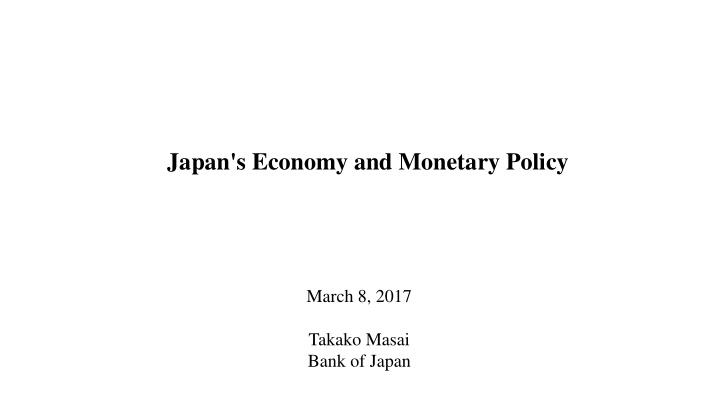 japan s economy and monetary policy