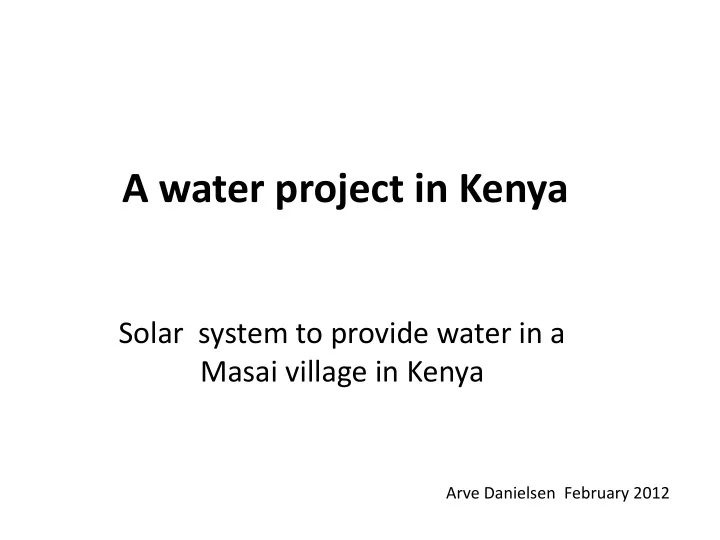 a water project in kenya