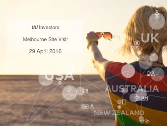 29 April 2016  Disclaimer This document contains summary information about Tourism Holdings Limited