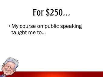 For $250  My course on public speaking  taught me to  For $250  Be GOOD!  For $250