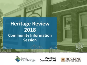 2018  Community Information  Session  Town of Cambridge Brett Cammell  Manager Planning