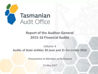 Report of the Auditor-General  2015-16 Financial Audits  Volume 4  Audits of State entities 30 June