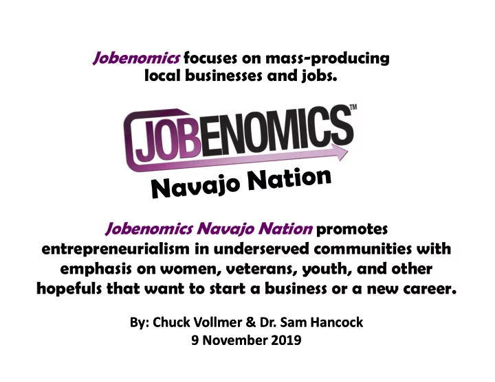 jobenomics national grassroots movement