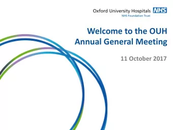 Annual General Meeting  11 October 2017 Annual General Meeting   Presentation on the business of