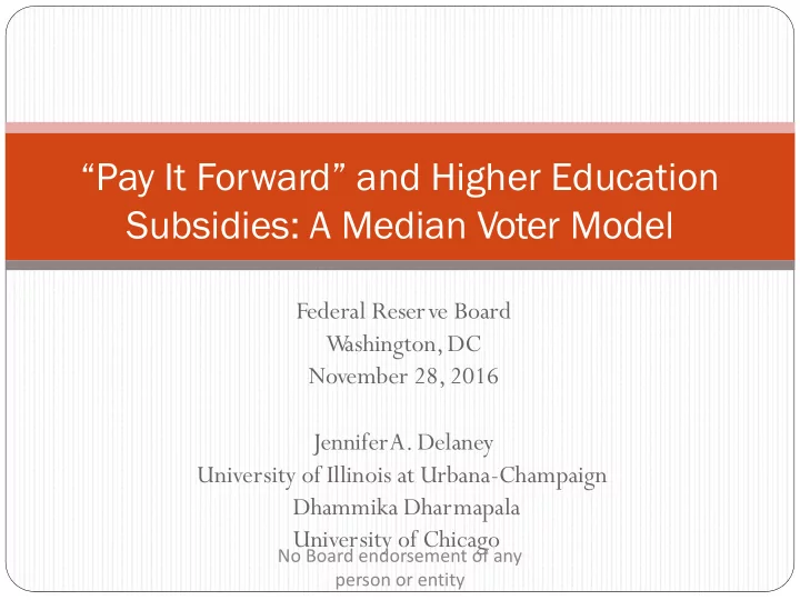 pay it forward and higher education subsidies a median