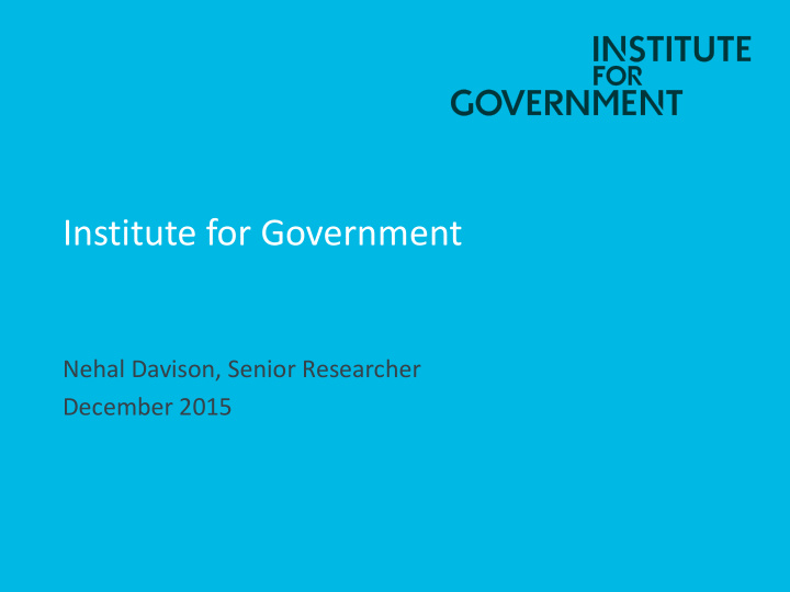 institute for government