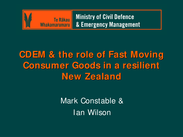 cdem the role of fast moving the role of fast moving cdem