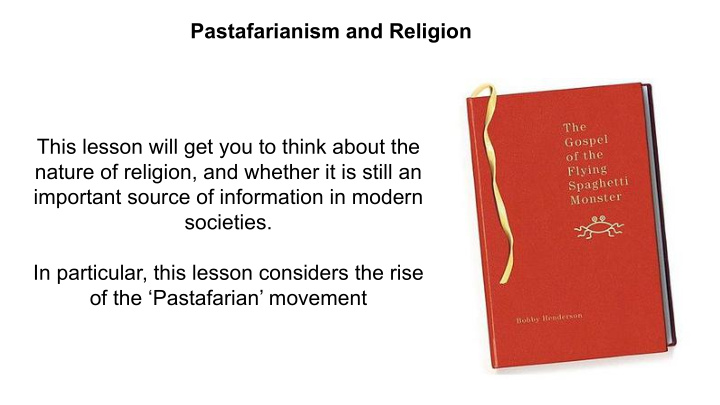 pastafarianism and religion this lesson will get you to