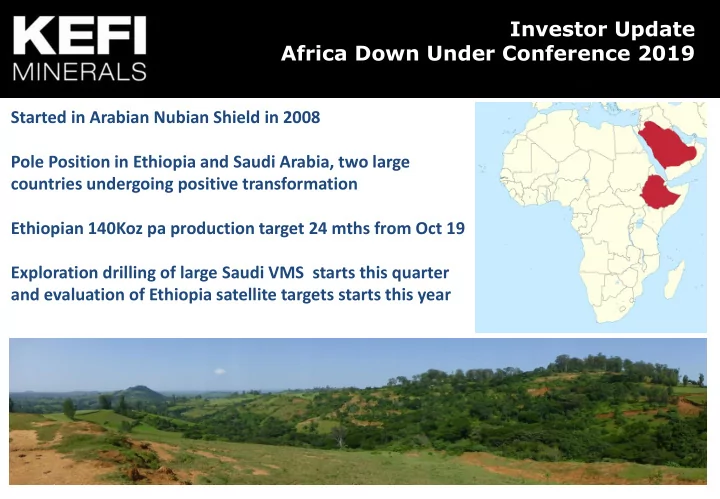 investor update africa down under conference 2019 started