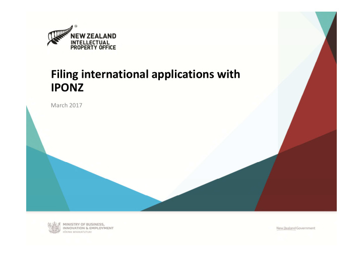 filing international applications with iponz