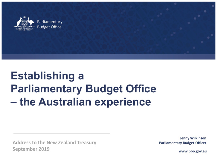 establishing a parliamentary budget office the australian