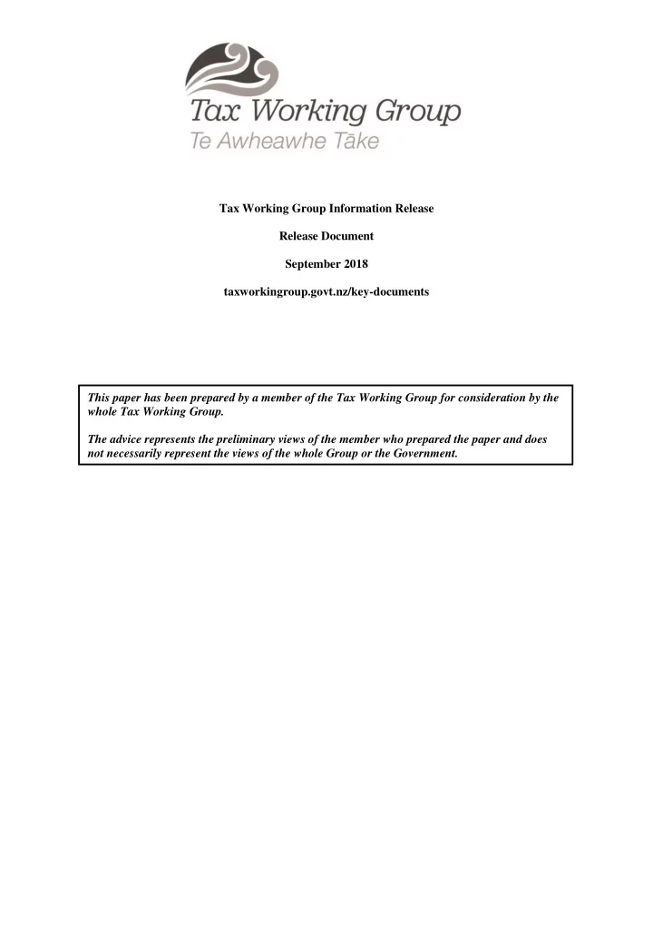 tax working group information release release document