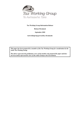 Tax Working Group Information Release  Release Document  September 2018