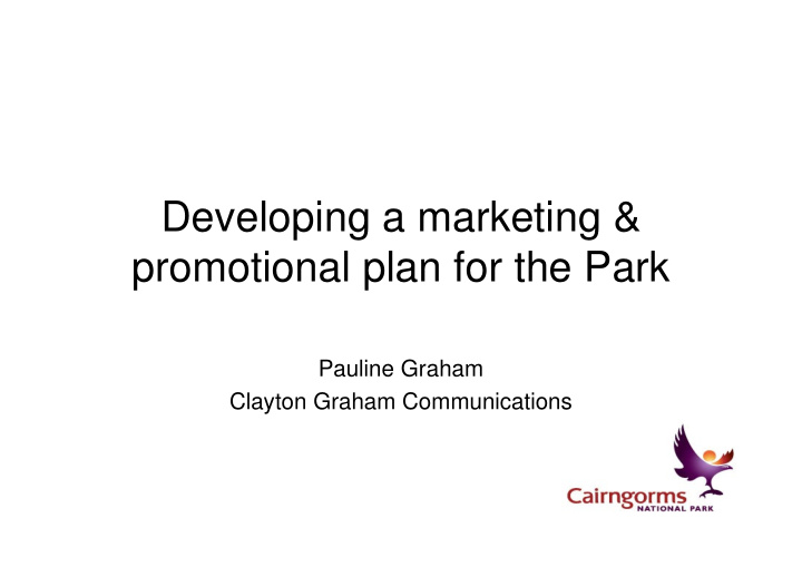 developing a marketing promotional plan for the park