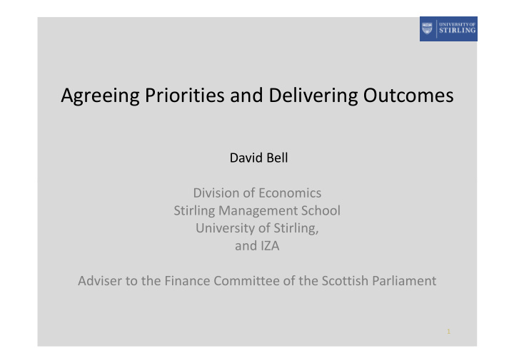 agreeing priorities and delivering outcomes