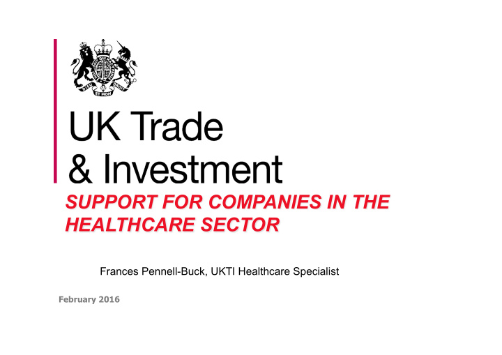support for companies in the healthcare sector