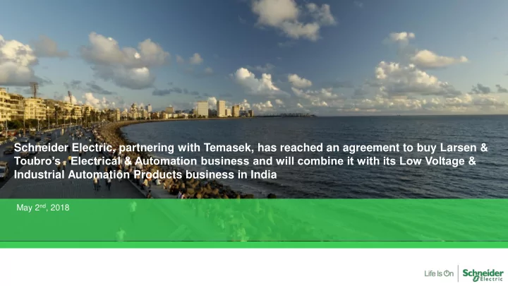 schneider electric partnering with temasek has reached an
