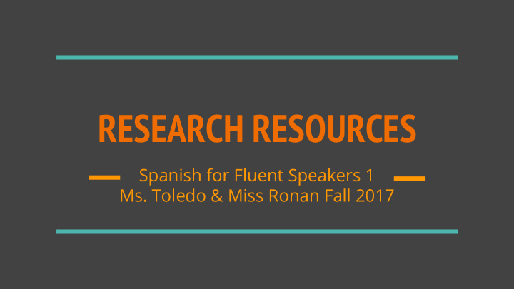 research resources