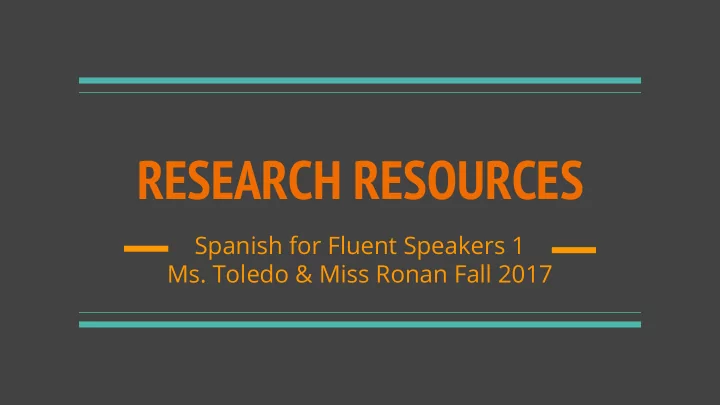 research resources