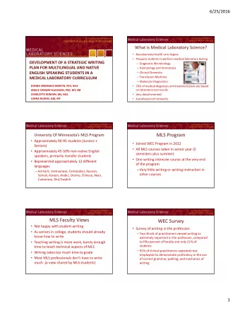 MLS Program University Of Minnesotas MLS Program  Approximately 90  95 students (Juniors +