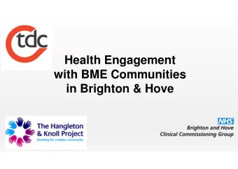Health Engagement  with BME Communities  in Brighton &amp; Hove  The Trust for Developing