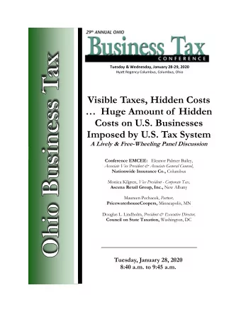 Tuesday &amp; Wednesday, January 2829, 2020  Hya Regency Columbus, Columbus, Ohio  Visible