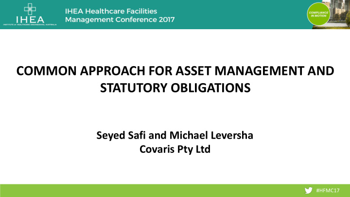 common approach for asset management and statutory