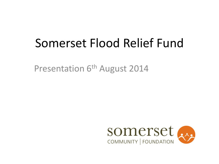 somerset flood relief fund