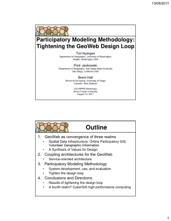 Outline  1.  GeoWeb as convergence of three realms    Spatial Data Infrastructure, Online