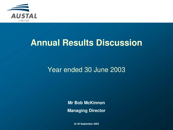 annual results discussion