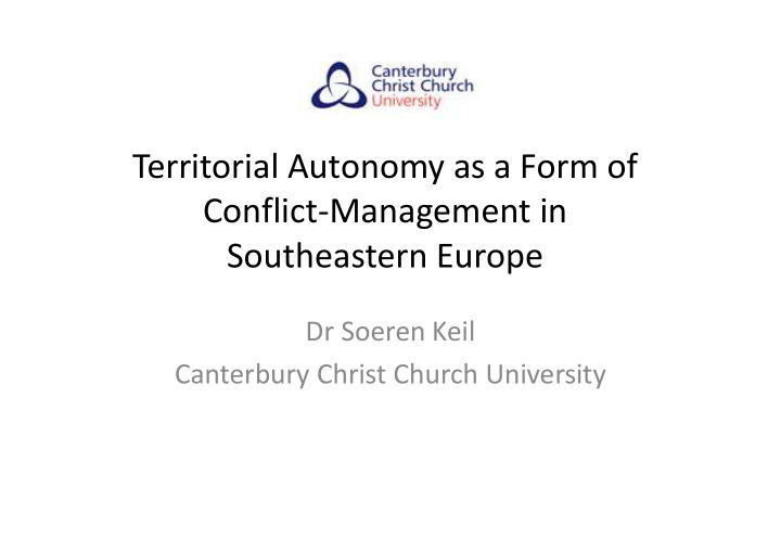 territorial autonomy as a form of conflict management in