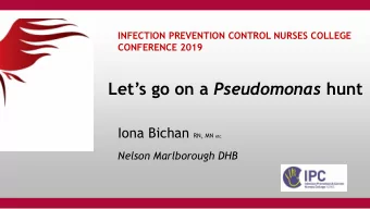 Lets go on a Pseudomonas hunt Iona Bichan RN, MN etc  Nelson Marlborough DHB  TODAYS TRIP