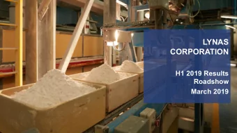 LYNAS  CORPORATION  H1 2019 Results  Roadshow  March 2019  1  Disclaimer  This Presentation has