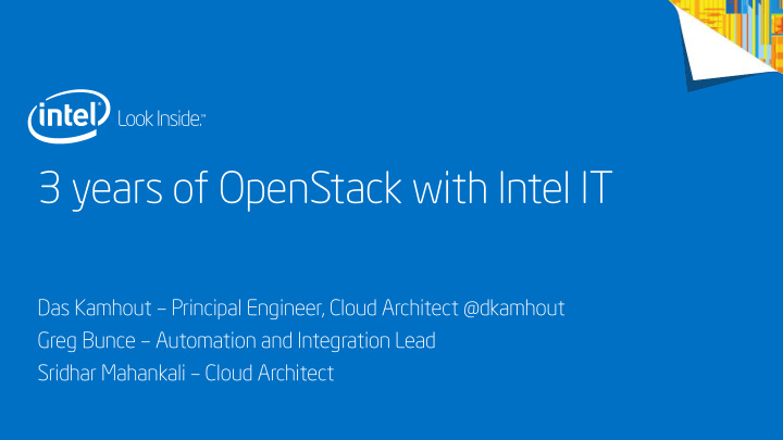 3 years of openstack with intel it