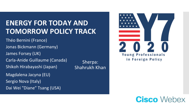 energy for today and tomorrow policy track