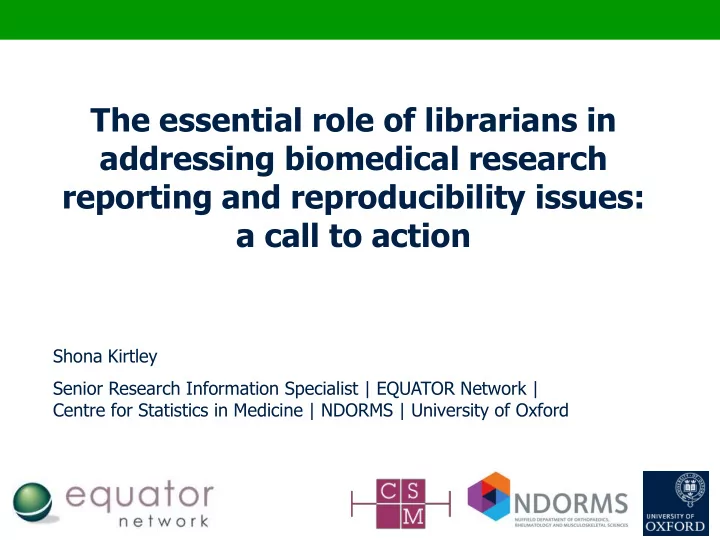 reporting and reproducibility issues
