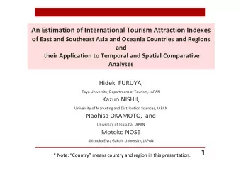An Estimation of International Tourism Attraction Indexes of East and Southeast Asia and Oceania