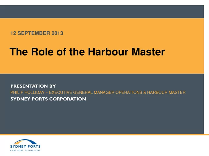 presentation by philip holliday executive general manager