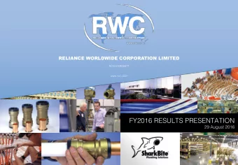 FY2016 RESULTS PRESENTATION  29 August 2016  Important notice This presentation contains general