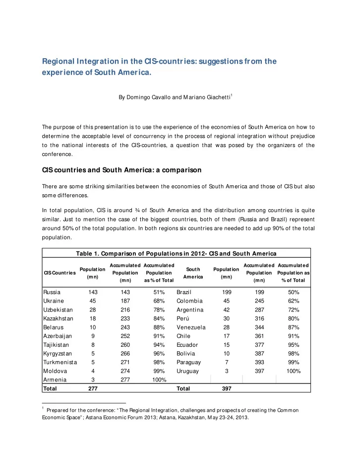 regional integration in the cis countries suggestions
