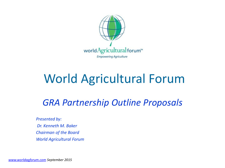 world agricultural forum