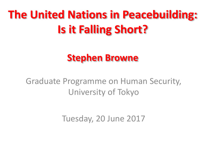 the united nations in peacebuilding