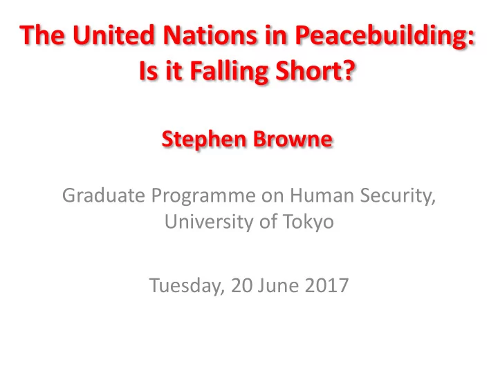 the united nations in peacebuilding